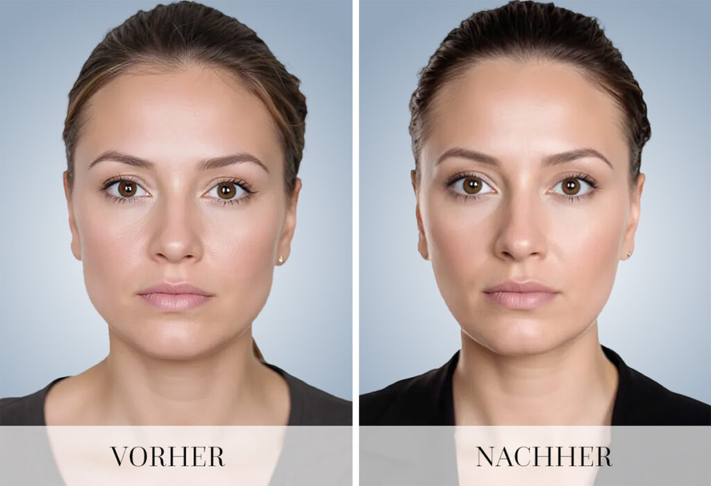 Vorher-Nachher-Ergebnisse von Masseter Botox beim Face Slimming